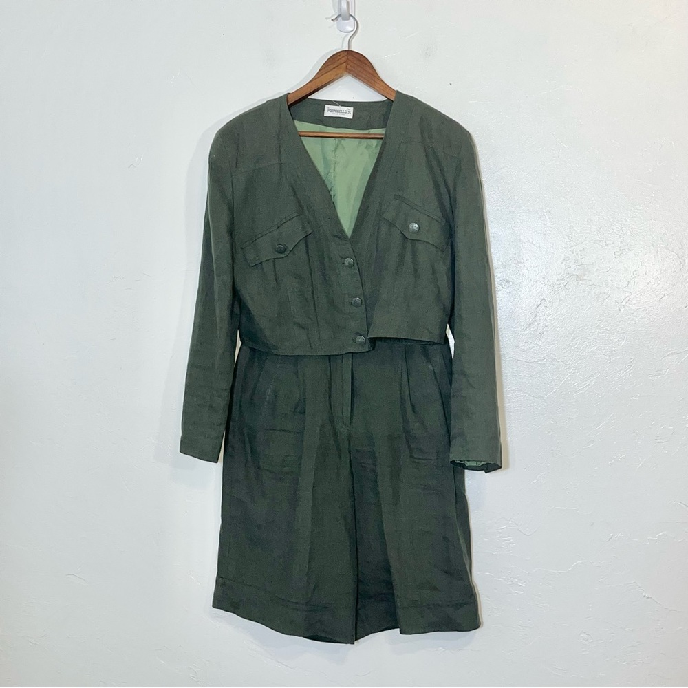 Vintage Portobello’s 2 Piece Linen Culotte Short Set Made in Italy - Picture 3 of 14